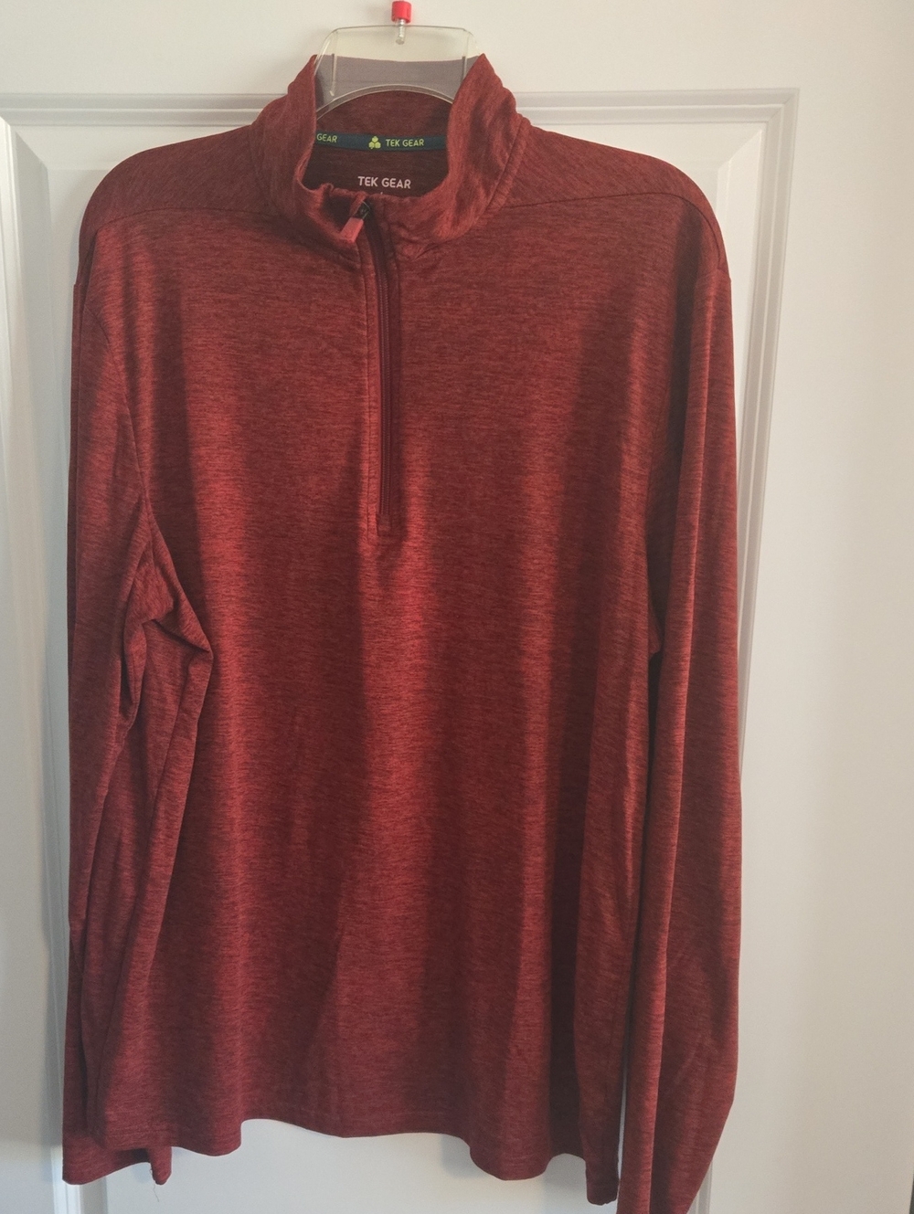 TEK GEAR Men's Long Sleeve Quarter-Zip Pullover - Rust Red